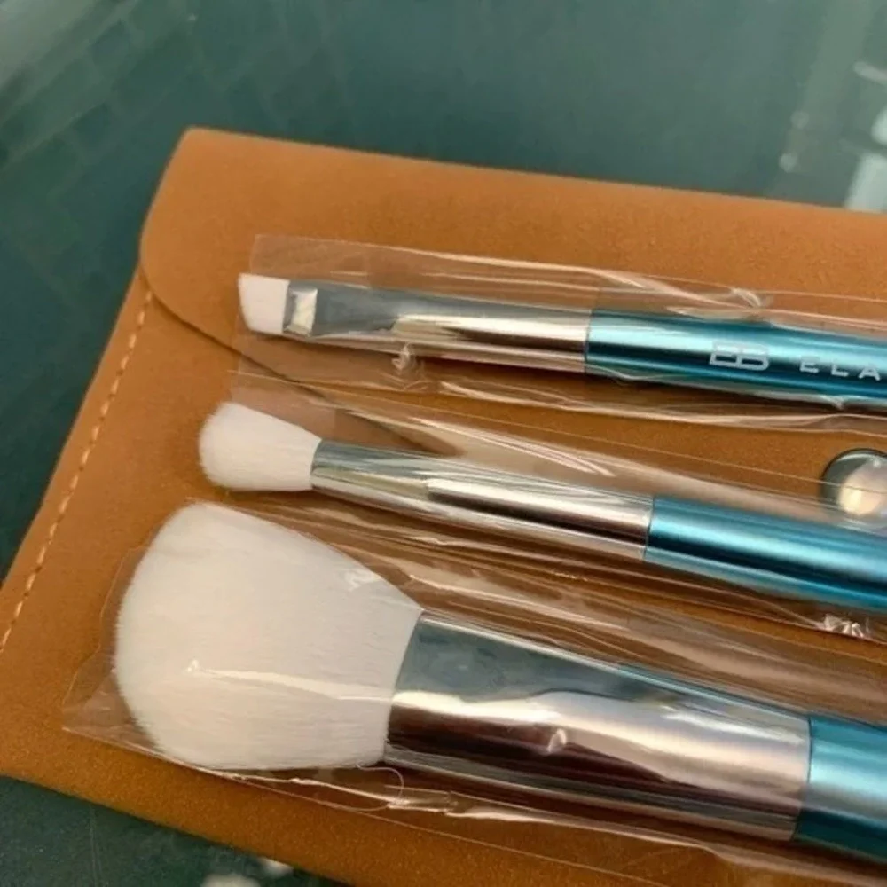 Elaina Badro Makeup Brush Set - 3‎ Piece Kit - Face Eye Brush Blue White New